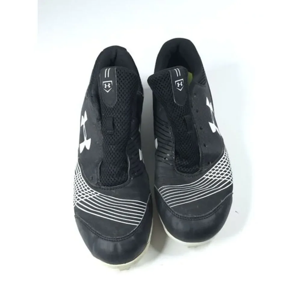 Under Armour 1297334-011 Men's Black White‎ Lace-up Athletic Shoes Cleats 9